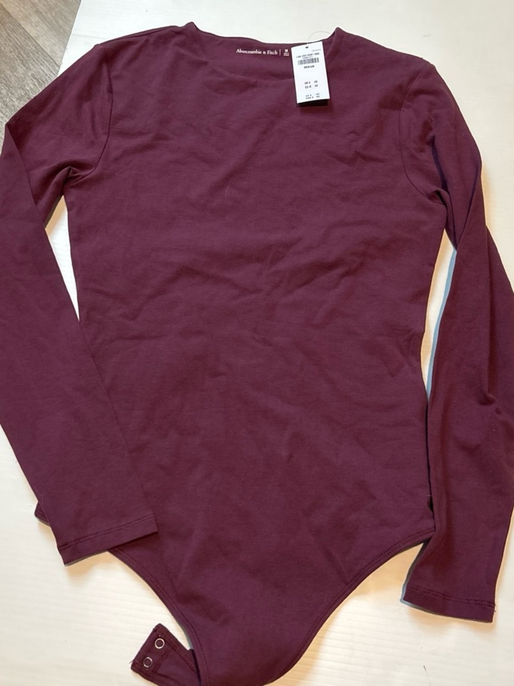 Abercrombie & Fitch Woman’s Long-Sleeve Burgundy Stretch Bodysuit